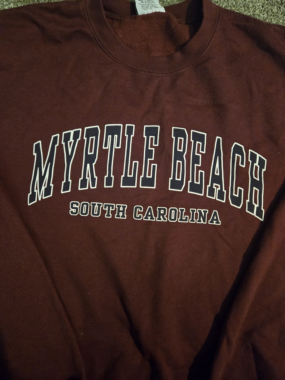 Myrtle Beach South Carolina Maroon Crewneck Sweatshirt - Classic Pullover - Picture 3 of 3